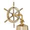 Gold Brass Bell Wall Decor with Ship wheel Backing 7" x 9" x 6"